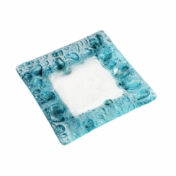 Bublinová mísa talíř (svícen) tyrkysová 12x12 cm