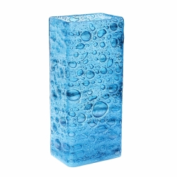 Váza tyrkysová bublinová 30 cm hranatá