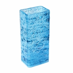 Váza tyrkysová bublinová 30 cm hranatá