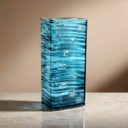 Váza zelená zdobená platinou 30 cm